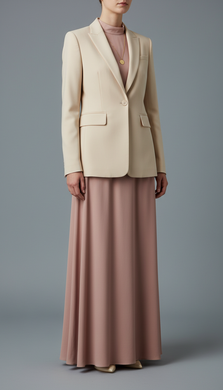Ivory Beige Tailored Blazer