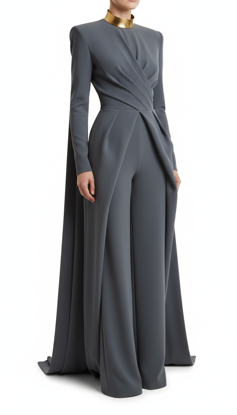 Slate Gray Sculpted Jumpsuit