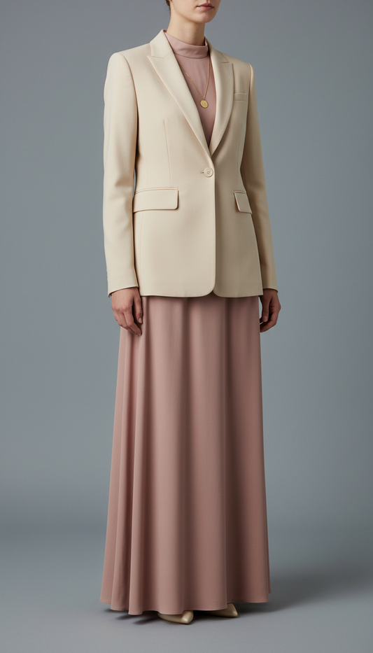 Ivory Beige Tailored Blazer